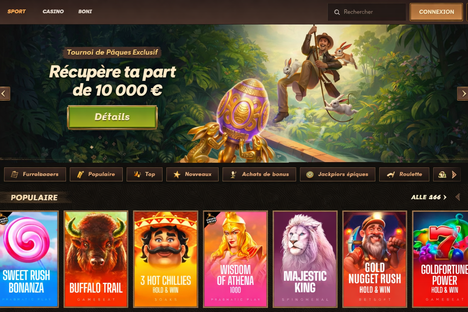 Sankra Casino homepage with bonus offer and slot games